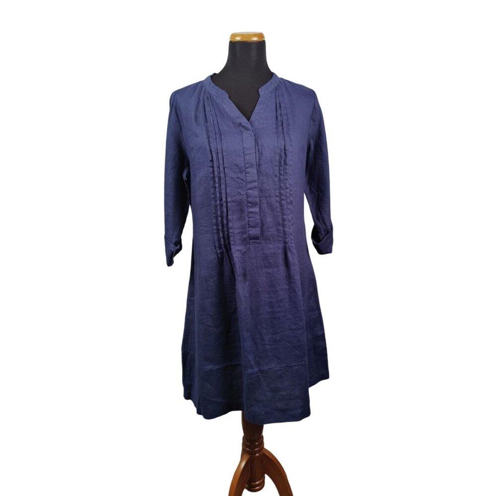 New French Curve Women's 100% Linen Navy Blue Dress Size XS